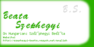 beata szephegyi business card